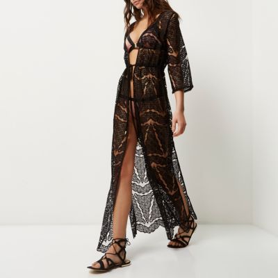 Black lace maxi kaftan